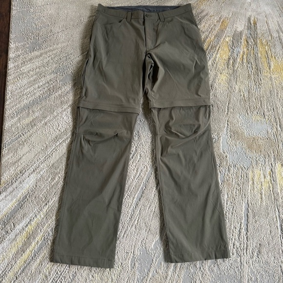 Eddie Bauer hiking convertible tech pants outdoor green zip off 36 X 34 long - Picture 1 of 10